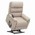 Poltrona relax elettrica reclinabile in tessuto poliestere beige con braccioli poggiapiedi e telecomando cablato 85 cm x 90 cm x 105 cm