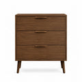 Cassettiera 3 cassetti in legno effetto noce con gambe in legno 80 x 40 x 80 cm