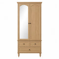 Armadio guardaroba in legno effetto rovere con anta specchiata e cassetti 90 x 45 x 180 cm