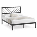 Letto matrimoniale in metallo 210 x 165 x 110 cm per materasso 160 x 200 cm con testiera geometrica in acciaio nero