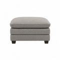 Poggiapiedi imbottito rettangolare in tessuto grigio struttura in legno multistrato MDF 60 x 60 x 40 cm gambe in legno nero