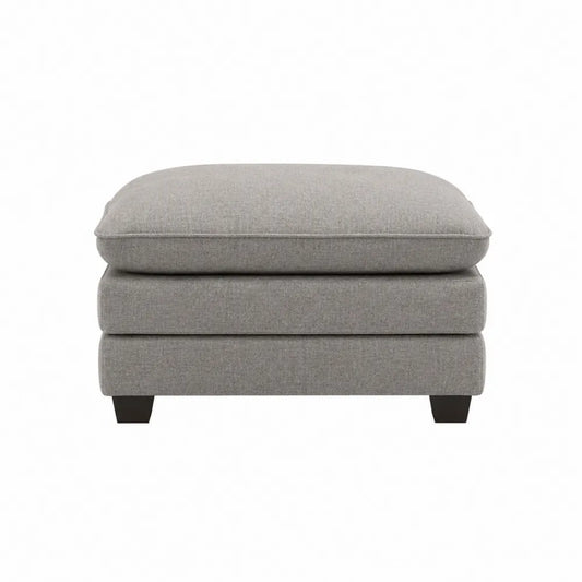 Poggiapiedi imbottito rettangolare in tessuto grigio struttura in legno multistrato MDF 60 x 60 x 40 cm gambe in legno nero