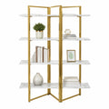 Libreria scaffale modulare a giorno in acciaio verniciato oro e truciolare effetto marmo bianco 120 x 30 x 160 cm